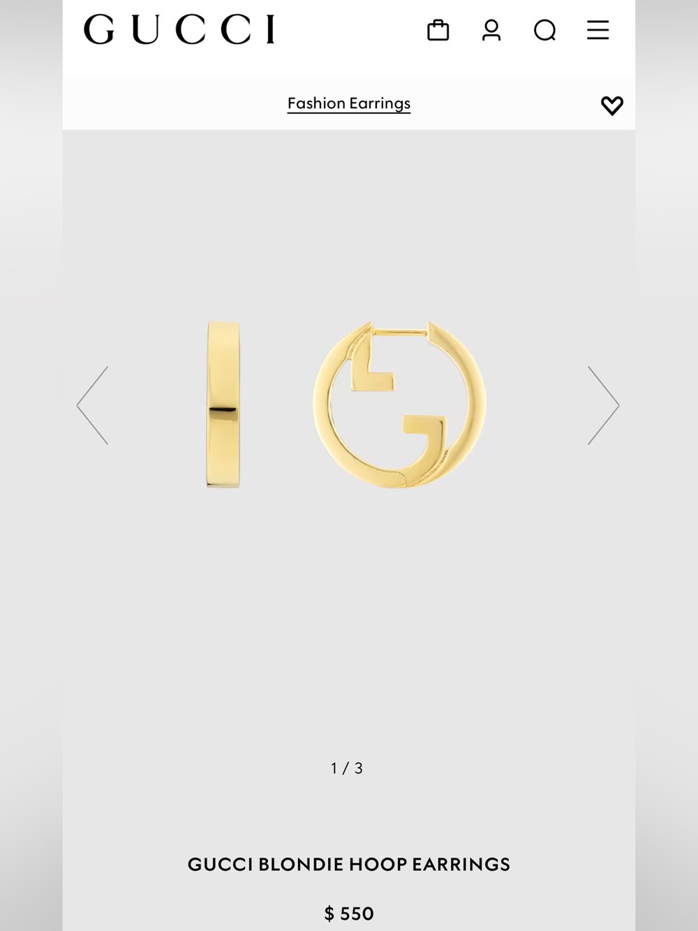 GUCCI Blondie Gold Hoop Earrings logo - Picture 4 of 7